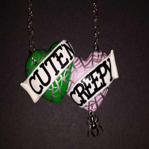 Green & Lilac cute n creepy bete noire necklace