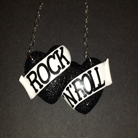 black glitter rock n roll bete noire necklace