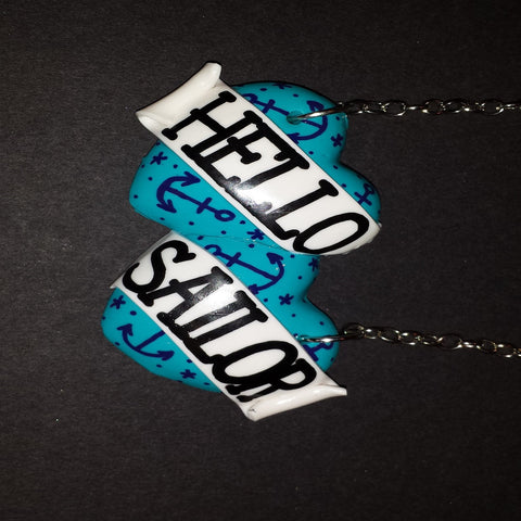 blue hello sailor and anchor bete noire necklace