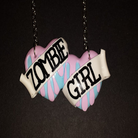 baby pink & blue zombie girl bete noire necklace