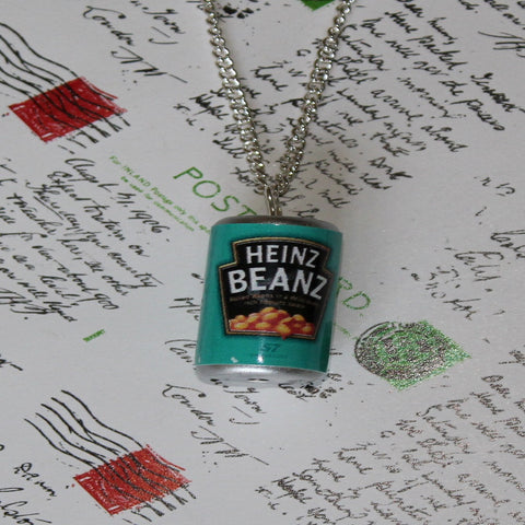 Fake Heinz Beanz baked bean tin necklace