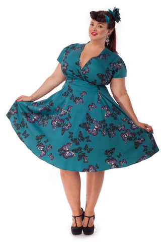 Estella Butterflies Plus Size Dress by Lady Vintage