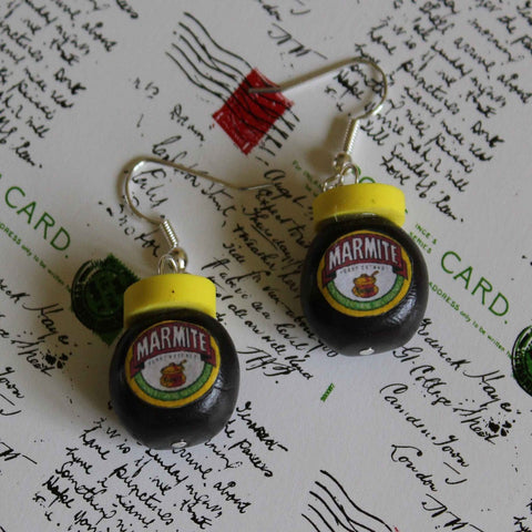 handmade mini marmite jar earrings