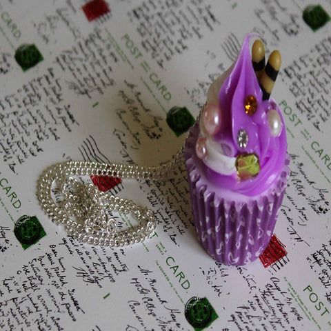 Blackcurrant Who's Counting Calories Cupcake Necklace