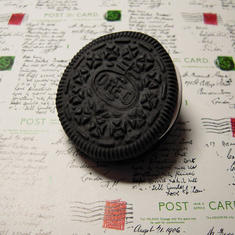 handmade black oreo biscuit brooch