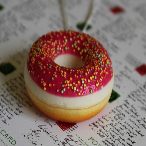 strawberry foam donut necklace