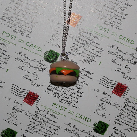 handmade mini burger necklace