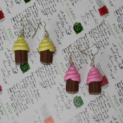 Handamde lemon & Strawberry mini cupcake earrings