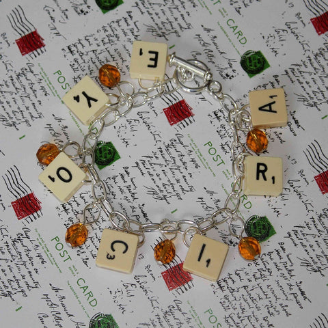 scrabble charm bracelet