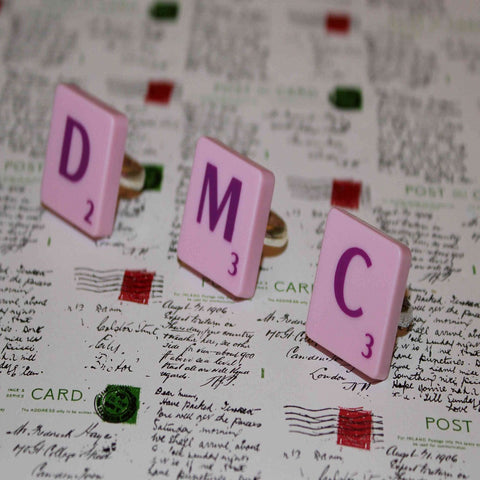 D, M & C pink scrabble rings