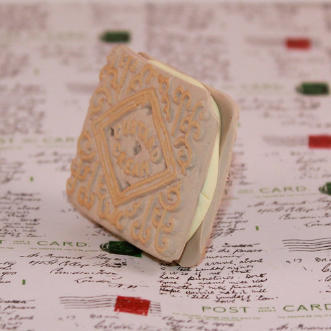 custard cream handmade brooch