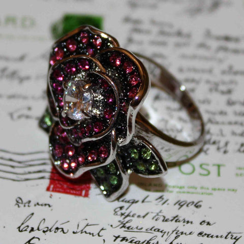 swarovski pink crystal rose ring