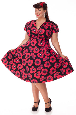 Estella Poppies Plus Size Dress by Lady Vintage