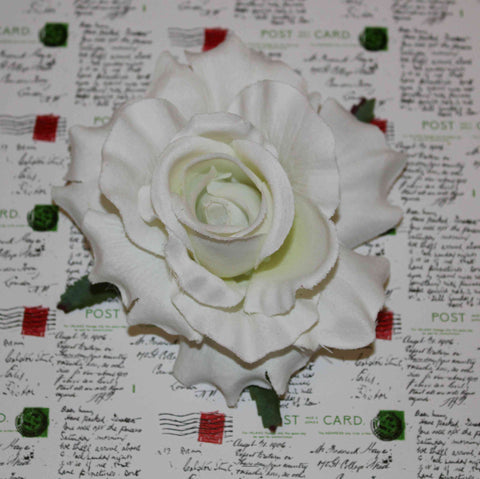 White rose hair flower