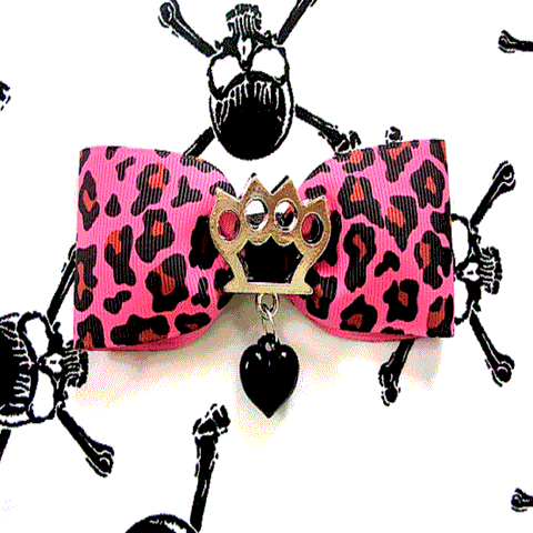 pink leopard print knuckle duster hair bow by punk up bettie