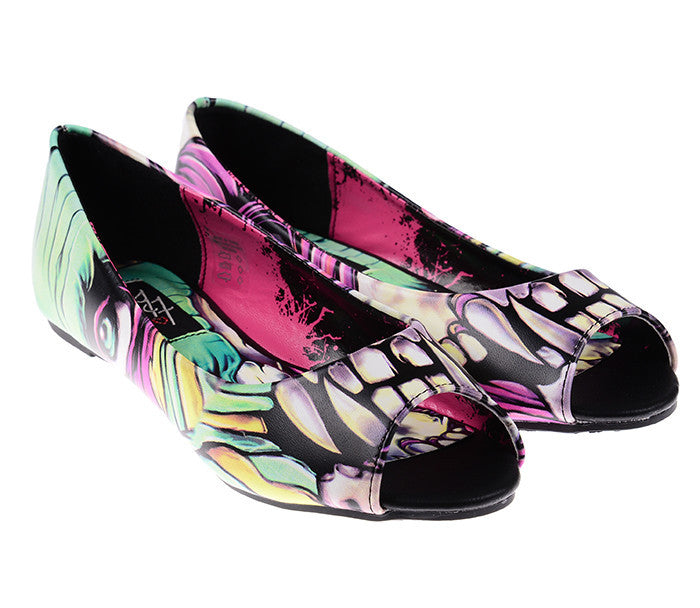 Skin Crawler Peep Toe Flats by Iron Fist