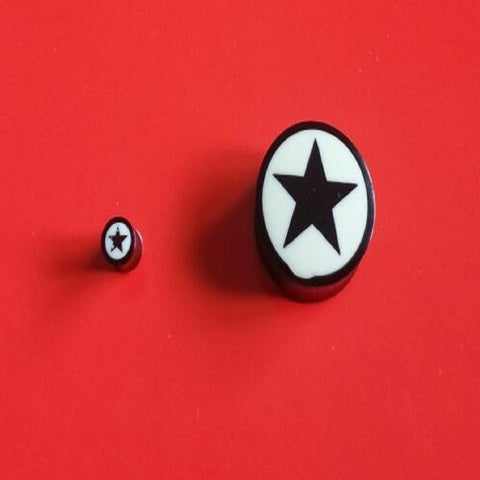 natural horn black and white star plugs