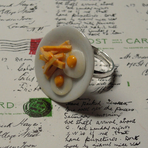 plated egg and chips ring