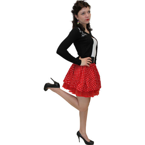Red mini polka dot swing skirt