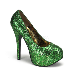 Green Teeze 06 Glitter Platforms by Bordello