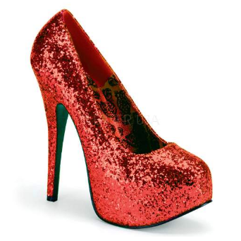 Red Teeze 06 Wide Glitter Platforms by Bordello