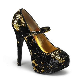 Black & Gold Teeze 07 Reversible Platforms by Bordello