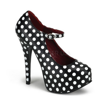 Black & White Teeze 08 Polka Dot Platforms by Bordello