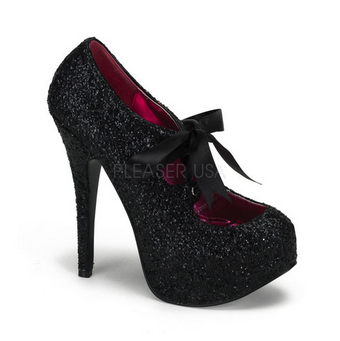 Black Teeze 10 Glitter Platforms by Bordello