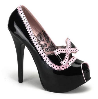 Black & Baby Pink Teeze 12 Platforms by Bordello
