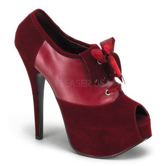 Burgundy Teeze 16 Velvet Platforms by Bordello