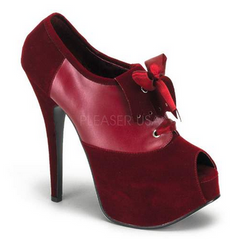 Burgundy Teeze 16 Velvet Platforms by Bordello