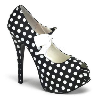 Back & White Teeze 25 Polka Dot Platforms by Bordello