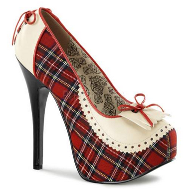 Tartan & cream Teeze 26 Platforms by Bordello
