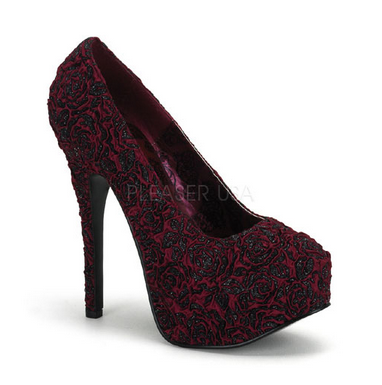 Burgundy Teeze 39 Floral Platforms by Bordello