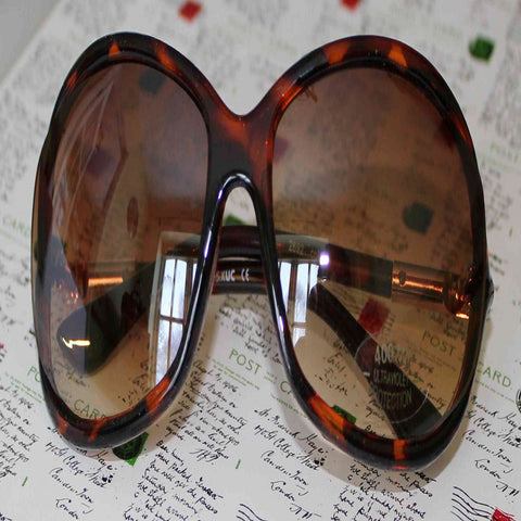 faux tortoise shell large round classic sunglasses