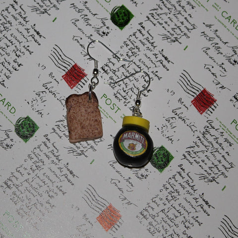 mini marmite jar and toast earrings